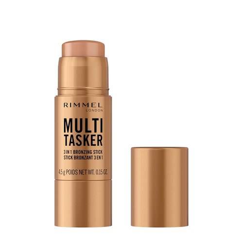 Rimmel Multi Tasker Bronzing Stick - 3-in-1 Sculpting & Bronzing Glow | 001 Light, All-Day Wear, Vegan