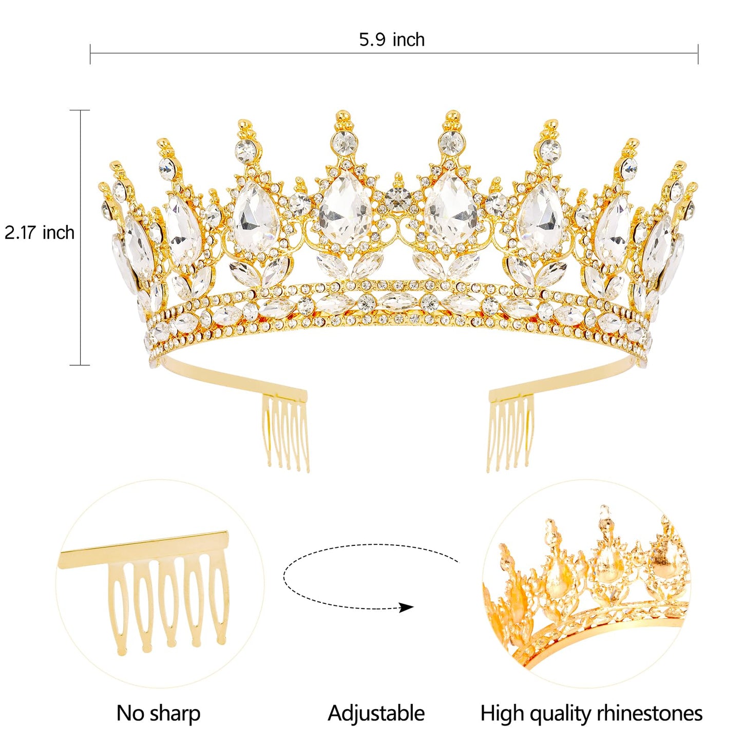 Vovii Birthday Crown & Sash Set for Women, Gold Rhinestone Tiara & Birthday Queen Sash for Women Birthday Decorations, Happy Birthday Party Decorations for Birthday Crown Adult Woman