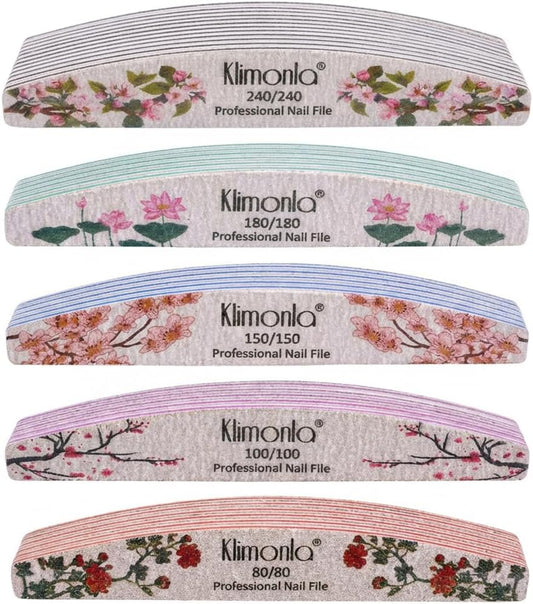 Skiennix 25PCS Floral Nail Files - Professional Double-Sided Emery Boards for Natural & Acrylic Nails | Various Grits 80-240