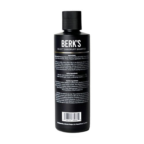 Berk's Medicated Dandruff Shampoo with 3% Salicylic Acid & 1.5% Sulfur - Select Formula - Flake & Itch Control - 8 Fl Oz