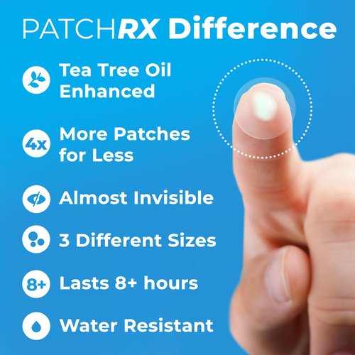 PatchRx Pimple Patches for Face (120 Patches), Hydrocolloid Acne Patches with Tea Tree Oil, Pimple Patch Pimple Stickers - Hydrocolloid Patch Acne Dots - Acne Pimple Patches For Face - Zit Patches
