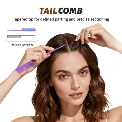 4Pcs Detangling Hair Brush Set for Women - Paddle Brush for Wet or Dry, No More Tangles for Straight, Long, Thick, Curly, and Natural Hair (Purple)