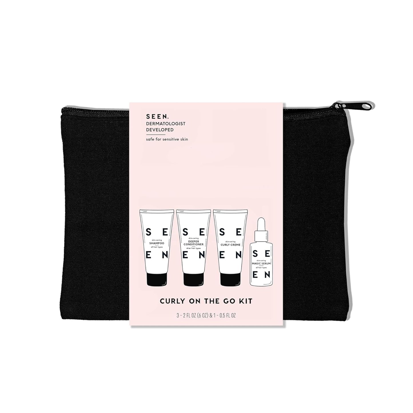 SEEN Curly On The Go Kit | Curl-Defining Hair Bundle - Non-Comedogenic & Scented - Anti-Frizz Protection