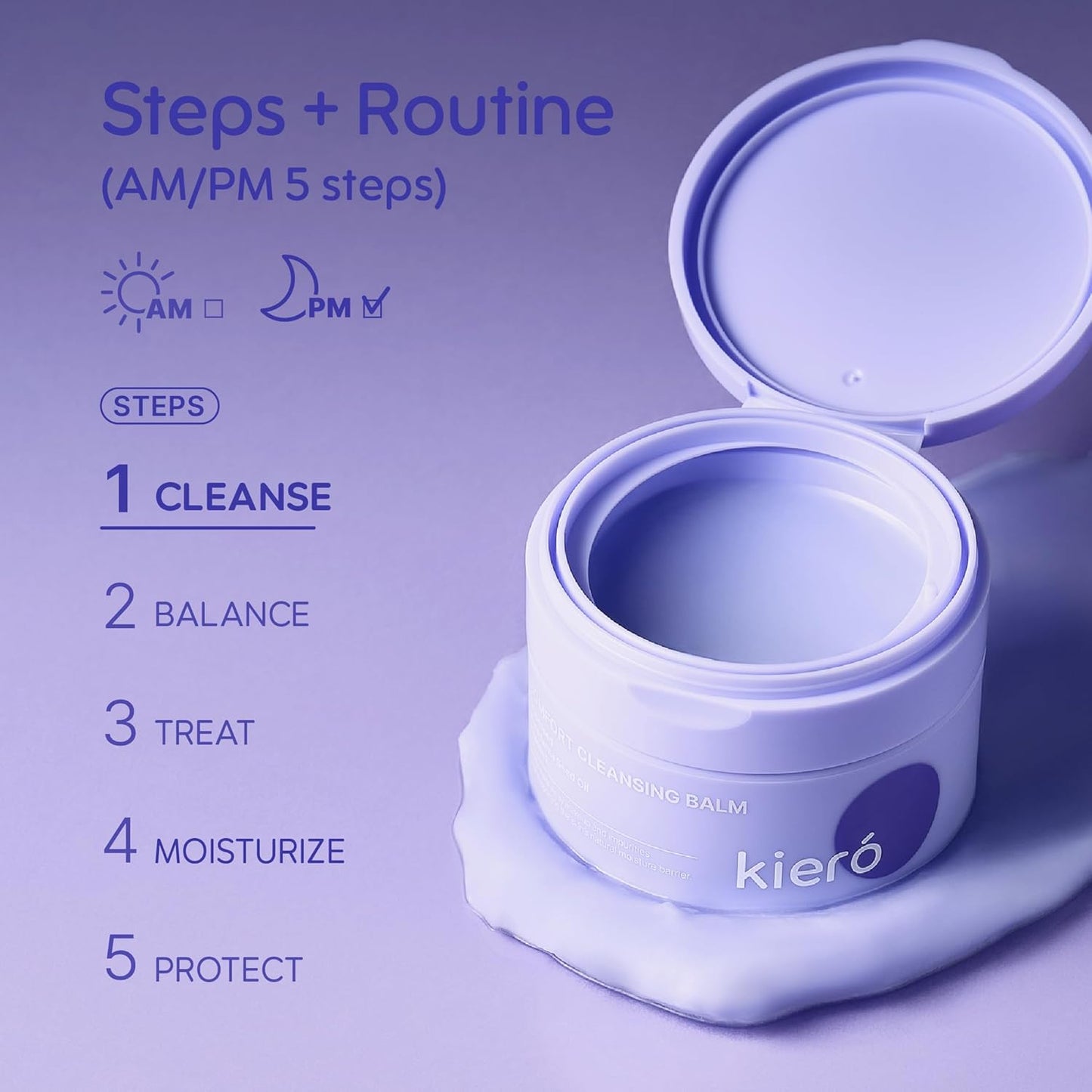 Kiero Comfort Cleansing Balm - Nourishing Melting Facial Cleanser with Vitamin E & Oils | Vegan 2.82 oz