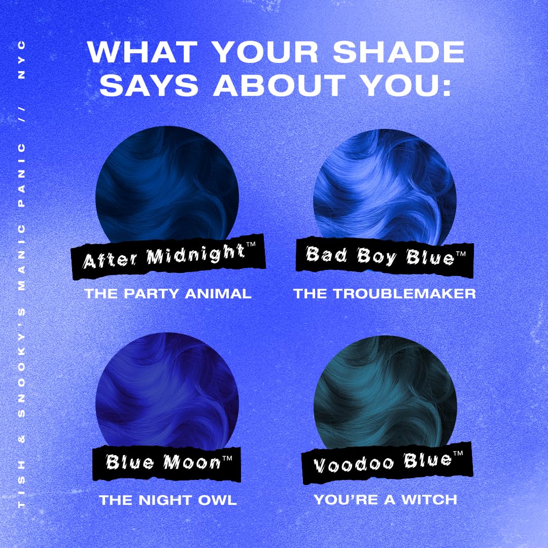 MANIC PANIC Voodoo Blue Hair Dye - Classic High Voltage - Semi Permanent Dark Cyan Hair Color With Greenish Undertones - Vegan, PPD And Ammonia-Free (4oz)