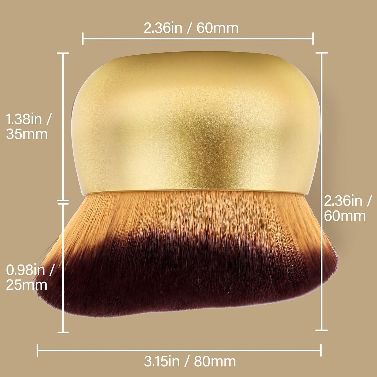 Skiennix Extra Large Body Makeup Brush - 75mm Wide-Headed Kabuki for Even Self Tanner & Bronzer Application | Gold