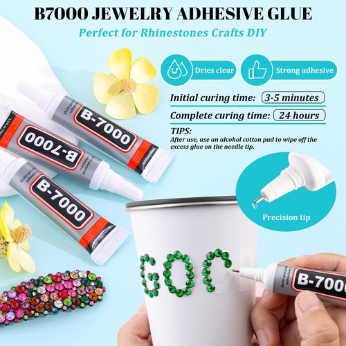 12100Pcs Resin Rhinestones for Crafting with 3Pcs 10ml B7000 Jewelry Glue, 2 Boxes Flatback Crystals Diomand (Emerald Green) for Bedazzling Crafts DIY Nail Art，Non Hotfix Gems for Clothing Shoes