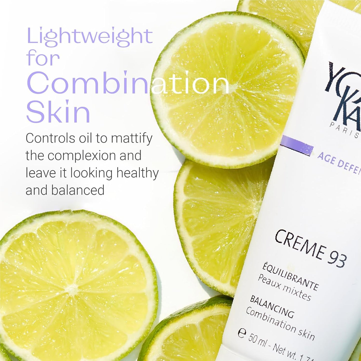 Yon-Ka Creme 93 Mattifying Moisturizer - Balancing Facial Cream for Combination Skin | 1.74 oz