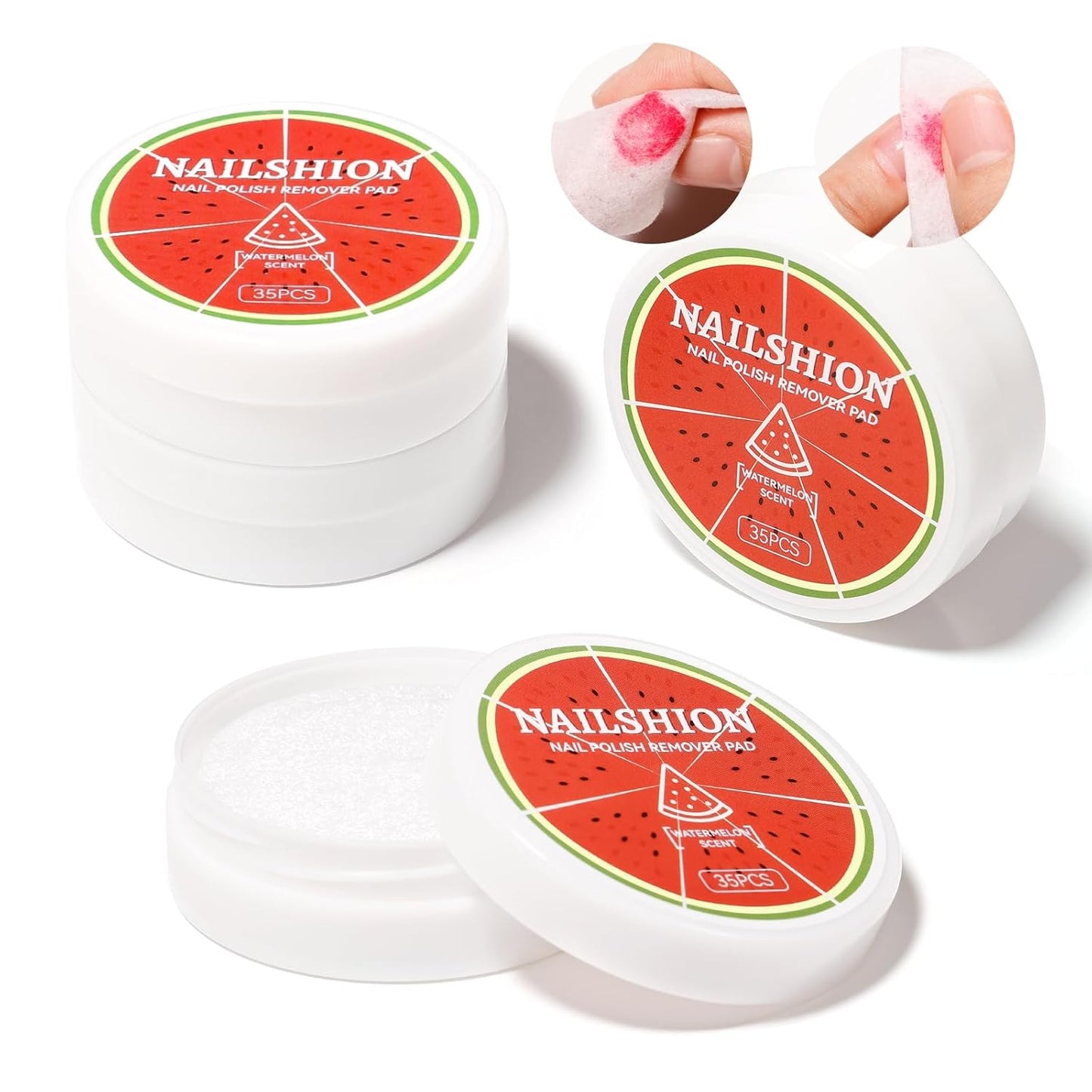 VE Nail Polish Remover Pads - 140 Non-Acetone Wipes | Quick 3-5s Removal | Moisturizing Watermelon Scent