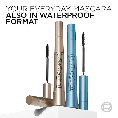 L’Oreal Paris Makeup Original Telescopic Mascara, Separating Mascara Volume and Length Formula, Waterproof, Black, 0.27 Fl Oz., 1 Count