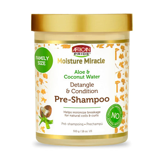African Pride Moisture Miracle Pre-Shampoo Hair Detangler - Hydrates & Strengthens with Aloe & Coconut Water | 18 oz.