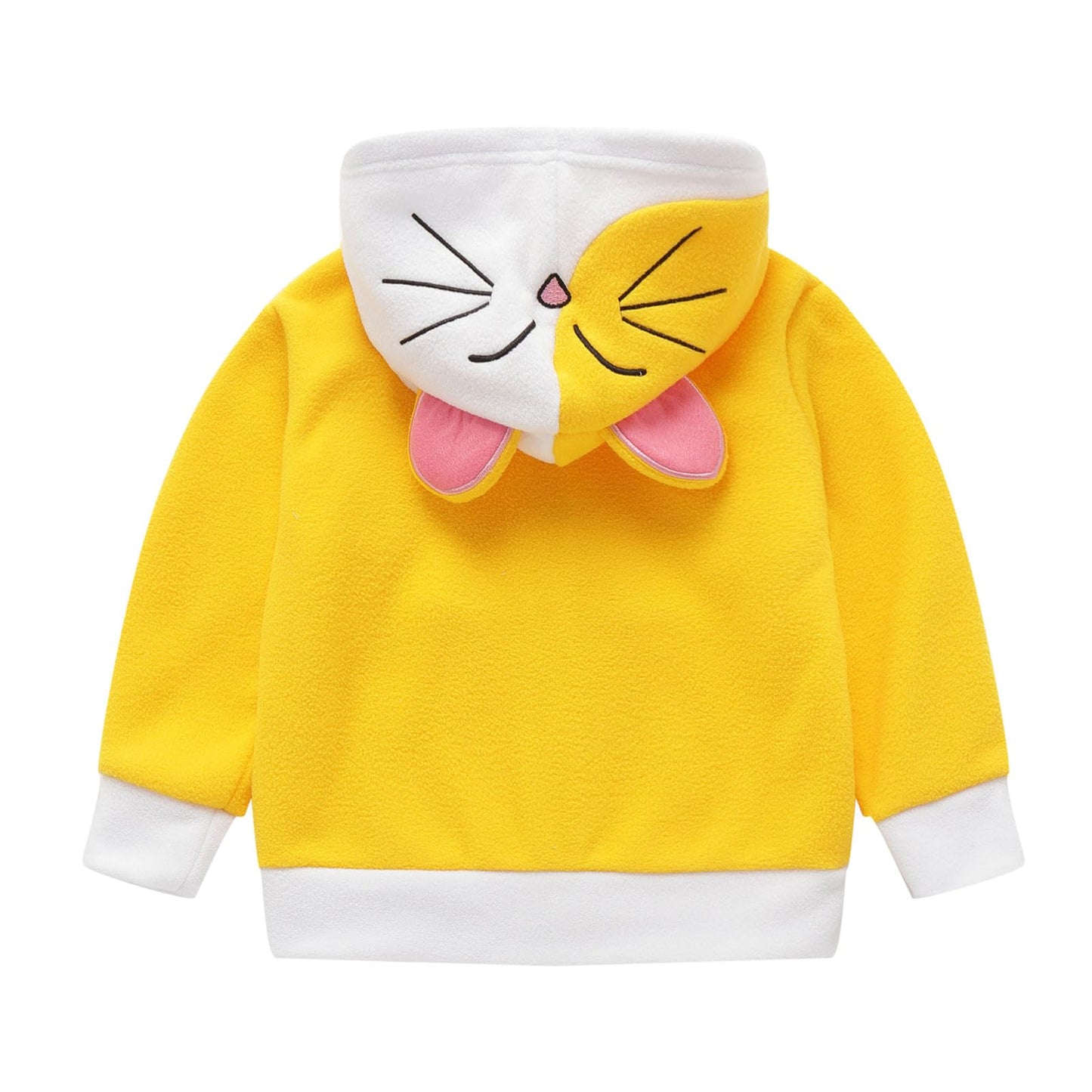 Mud Kingdom Toddler Boys Fleece Jacket Soft Warm Long Sleeve and Full Zip Hoodie with Cute Cat Ears Yellow 3T