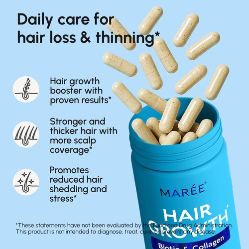 MAREE Hair Growth Vitamins - Biotin & Collagen Complex for Thicker, Faster Hair Growth - 120 Pills