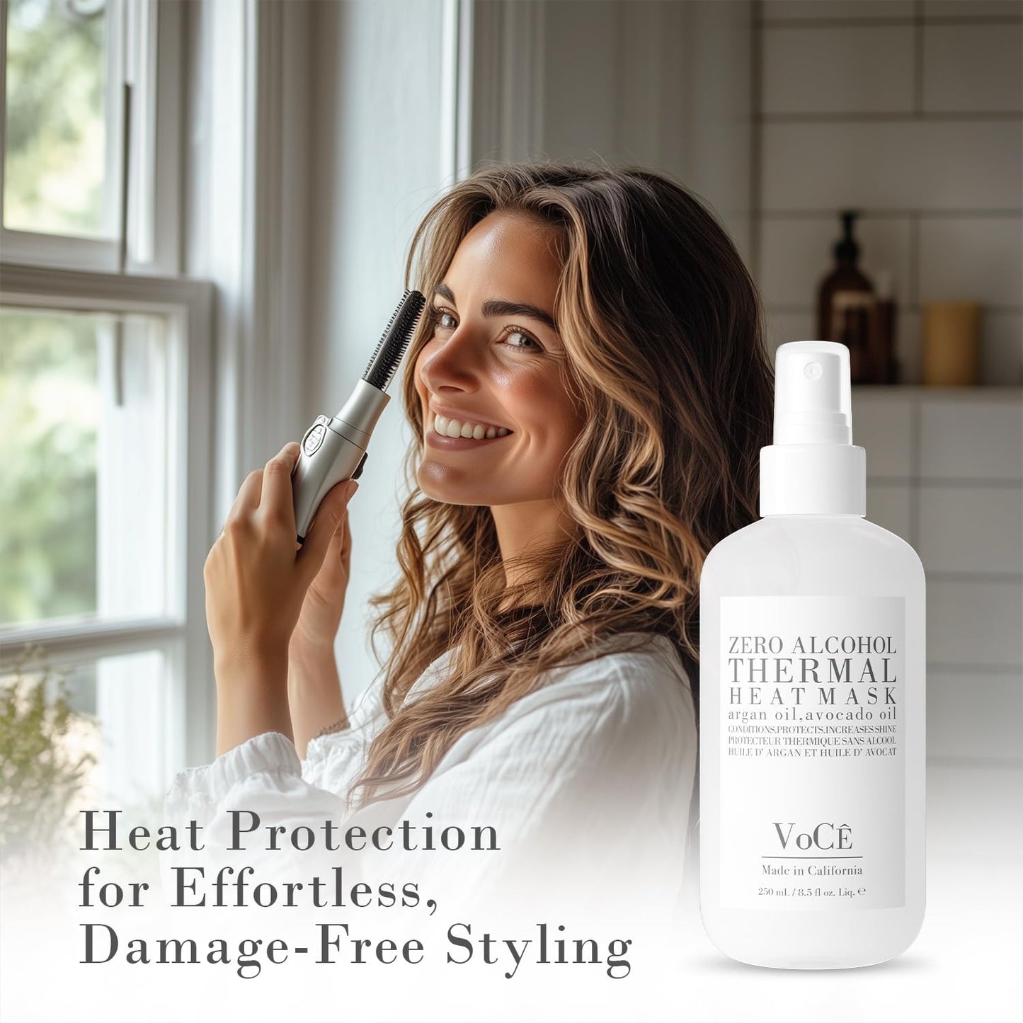 VoCÊ Thermal Protection Haircare Spray | Natural Heat Protectant for Hair | Memory Retention, Anti-Frizz, Non-Toxic, Cruelty-Free, Vegan (8.5 oz | 250 ml)
