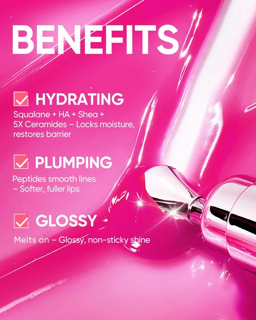 SKINTIFIC Peptide Brightening Lip Serum, Hydrating & Plumping Tinted Lip Gloss, Moisturizing Lip Balm with Polypeptides & Squalane for Glossy Sheer, Smooth Lips(06 Cherry Red)