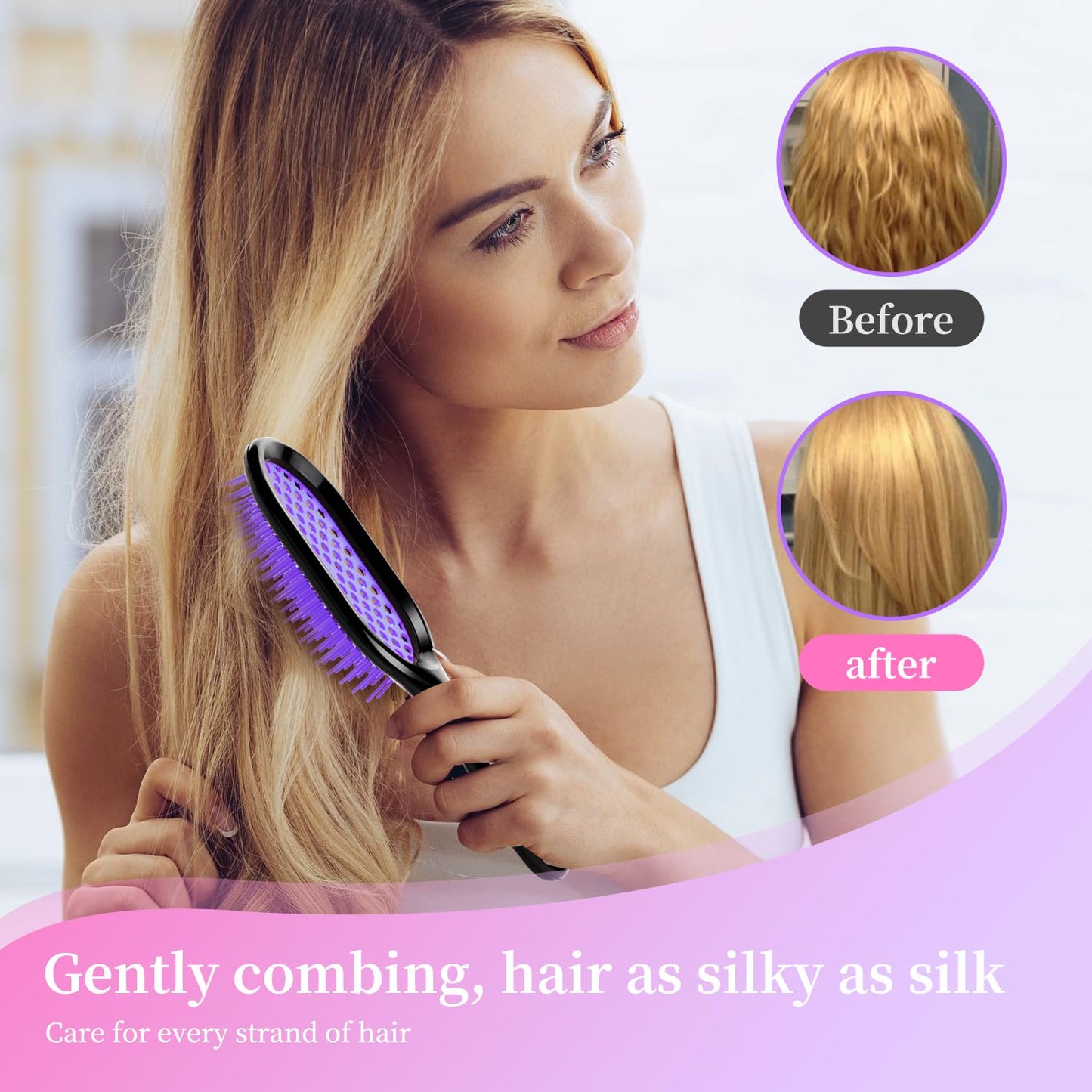 Skiennix Detangling Brush Set - Gentle & Effective for Wet/Dry Hair Types | Ultra-Light, Ventilated (Pink, Purple, Green, Black)