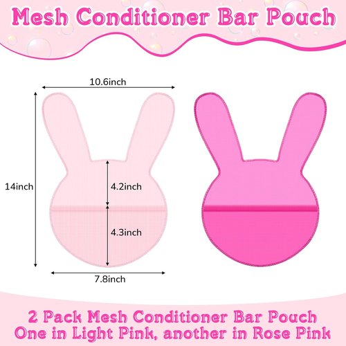 Nuanchu Shampoo Bar Holder Bag - Rabbit Shape Travel Soap Pouch | 2 Pcs Light Pink & Rose Pink