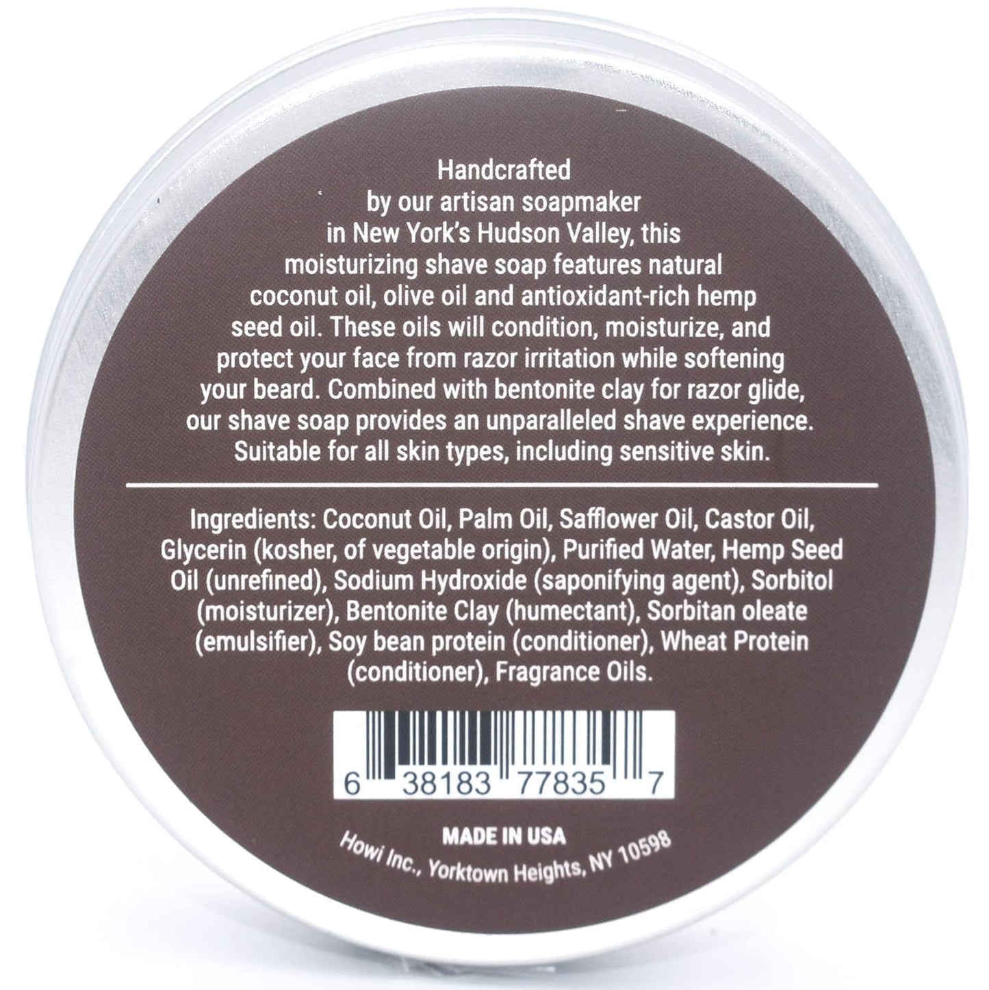 Taconic Shave Bay Rum Scent Shaving Soap - Barbershop Quality Lather with Coconut & Olive Oils - Made in USA