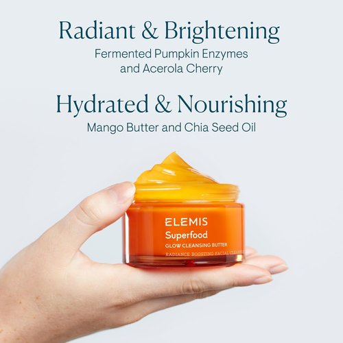 ELEMIS Superfood AHA Glow Cleansing Butter - Nourishing Daily Facial Cleanser & Mask for Radiant Skin