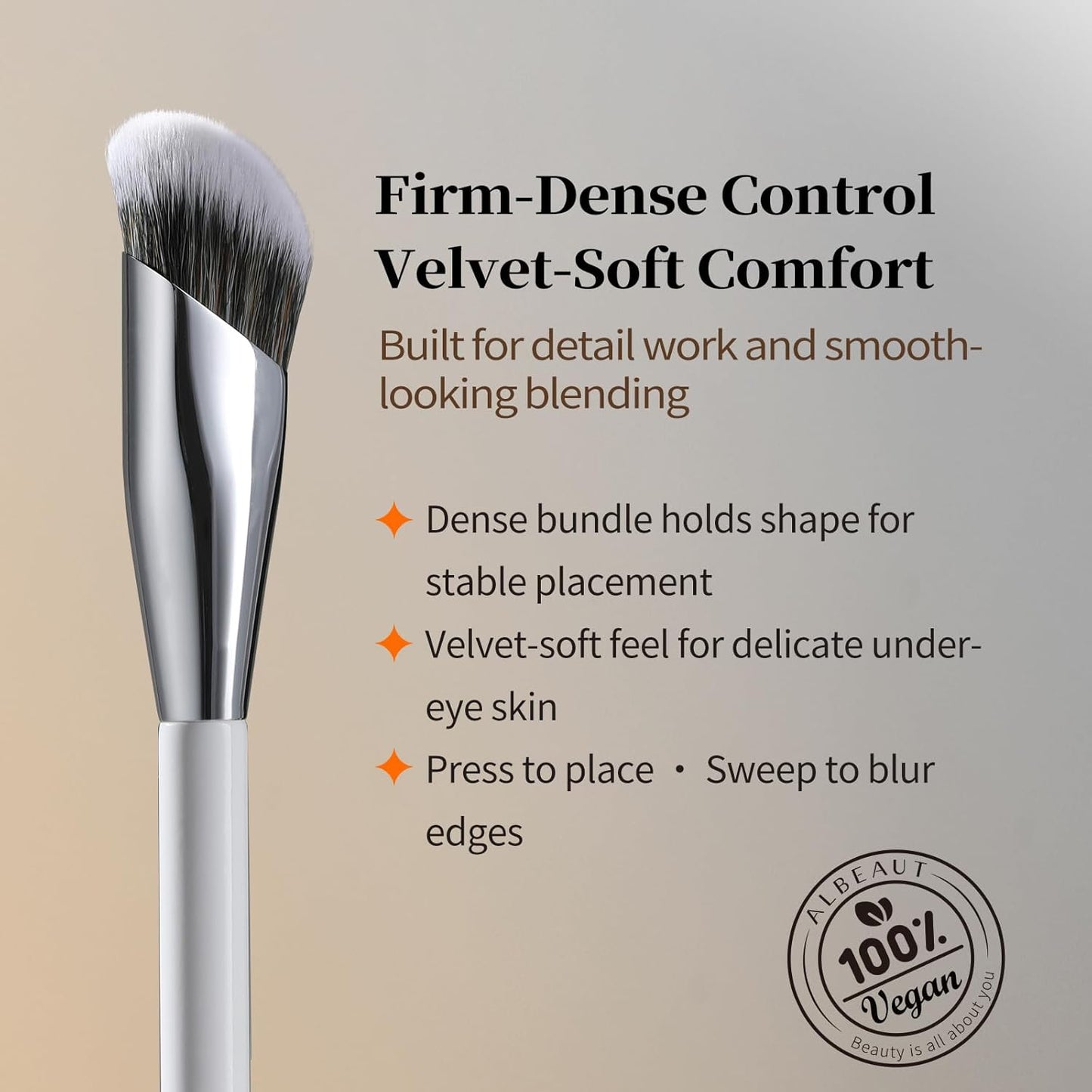 Albeaut Concealer Brush - Angled Precision Makeup Tool for Flawless Under Eye Blending