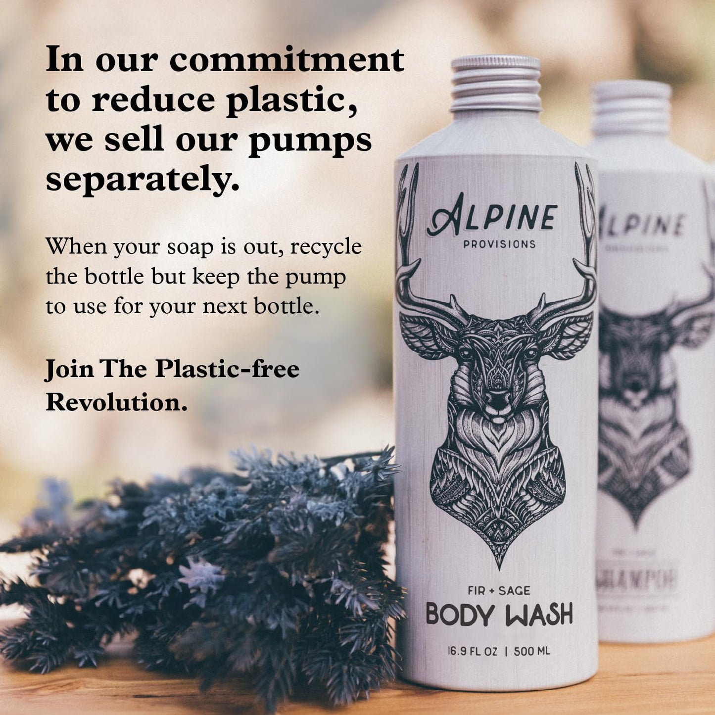 Alpine Provisions Natural & Organic Shampoo - Plant-Based Hydrating Formula with Cedar & Sandalwood | 16.9 fl oz