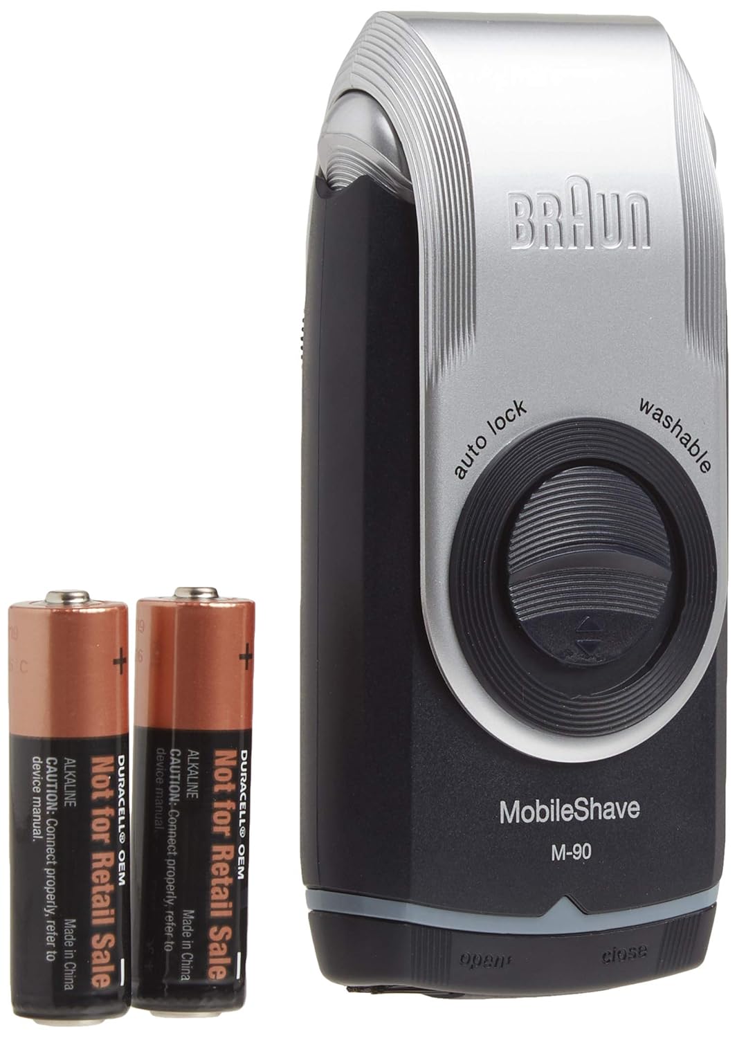Braun Electric Razor - M90 Mobile Shaver with Precision Trimmer | Washable Design for Easy Cleaning