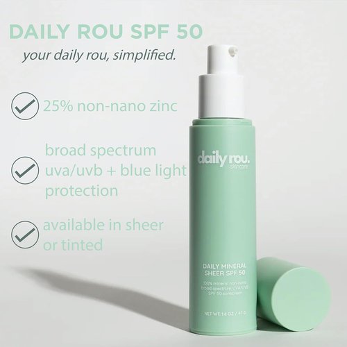DailyRou Mineral Sunscreen | Hydrating & Brightening Formula for Men & Women - Lightweight, Non-Greasy (Sheer)