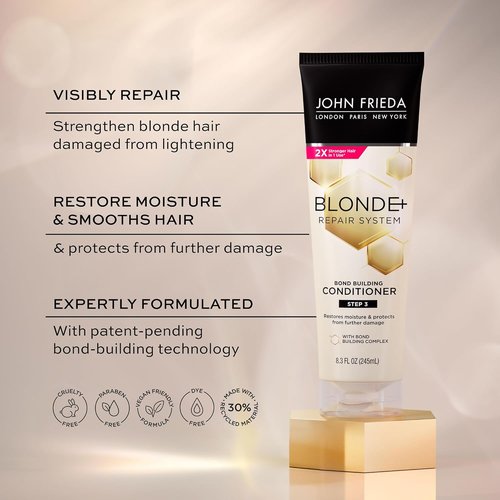 John Frieda Blonde+ Conditioner - Bond Building Complex for Moisture Restoration | 8.3 Oz