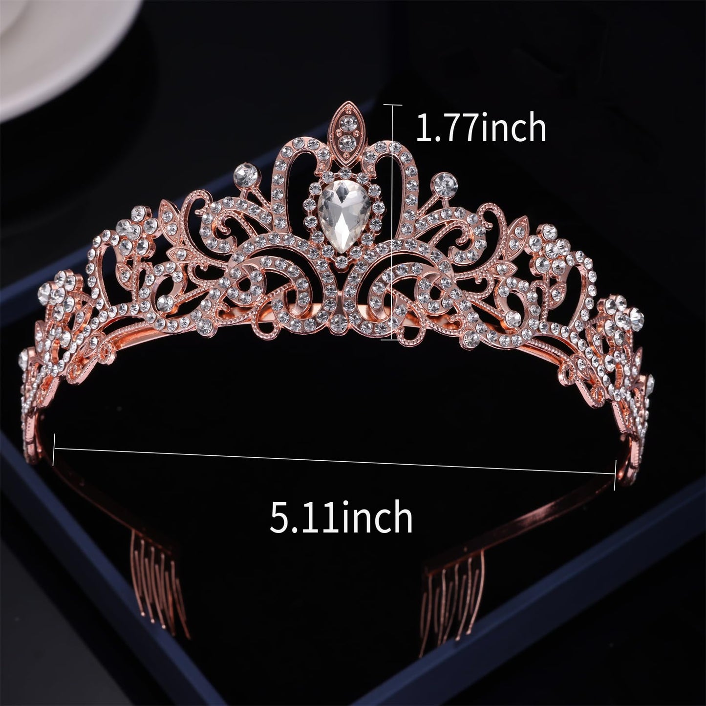 Kamirola - Gold Crystal Tiara Crowns For Women Girls Princess Elegant Crown with Combs Women's Headbands Bridal Wedding Prom Birthday Party Headbands for Women… (RoseGold)