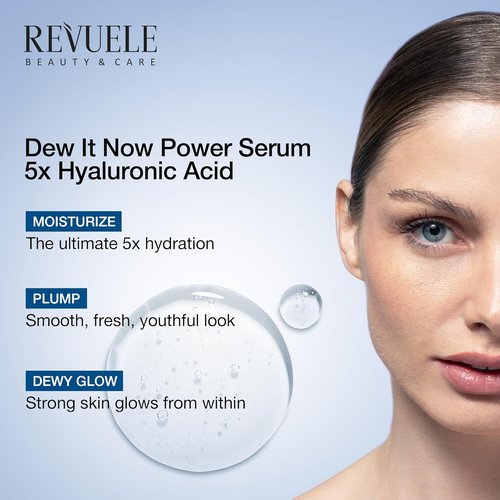 Revuele Dew It Now Power Serum - Hydrating Facial Serum with 5 Hyaluronic Acids & Panthenol | 1 fl. oz - Vegan & Cruelty-Free