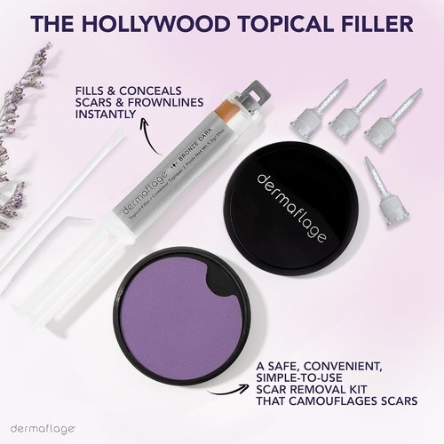 Dermaflage Scar Filler Kit - Waterproof Concealer for Deep Scars & Wrinkles - Bronze Dark, 1 Month Supply