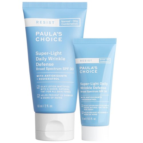 Paula's Choice RESIST Super-Light Daily Wrinkle Defense SPF 30 - Matte Tinted Moisturizer Duo | UVA & UVB Protection for Oily Skin
