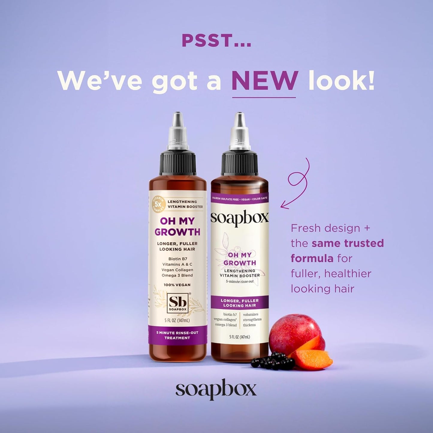 Soapbox Oh My Growth - Lengthening Vitamin Booster Treatment for Thicker, Fuller Hair | Biotin & Vegan Collagen (5 oz)