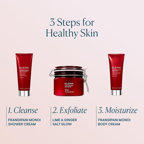 ELEMIS Exotic Lime & Ginger Salt Glow - Invigorating Exfoliating Salt Scrub 490g for Soft Skin