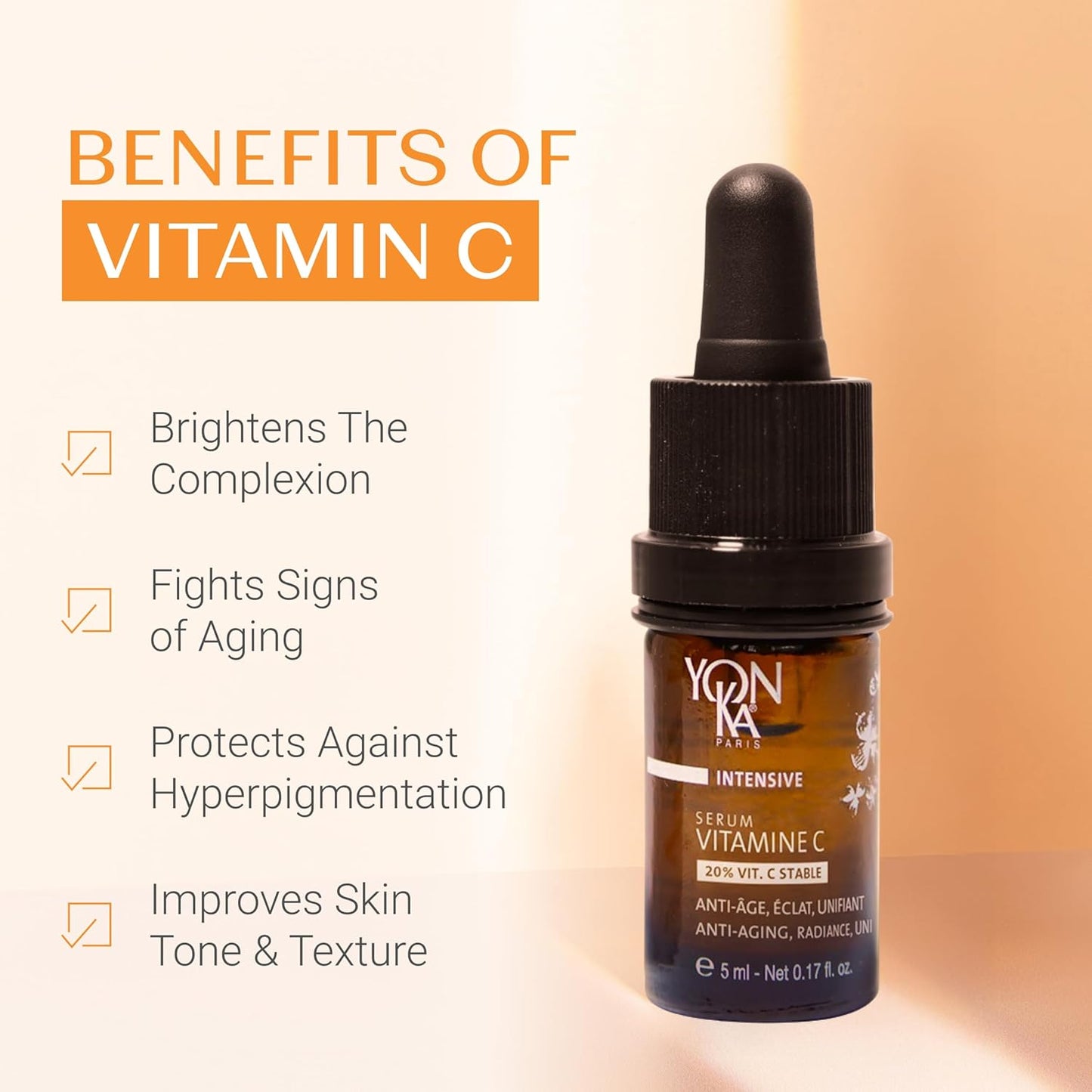 Yon-Ka 20% Vitamin C Serum - Anti-Aging Face Treatment for Even Tone & Firm Skin | 99% Natural Ingredients