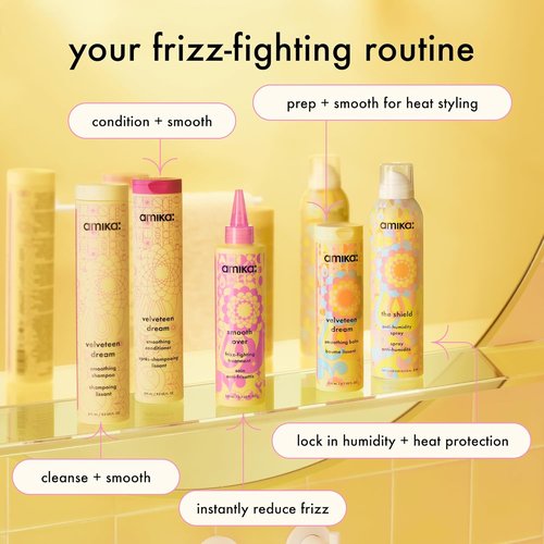 Amika The Shield Anti-Humidity Spray - Lightweight Heat Protection with UV Filters for Smooth, Frizz-Free Hair