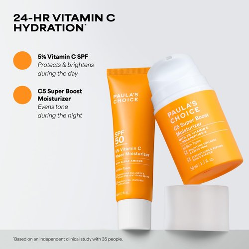 Paula's Choice C5 Super Boost Face Moisturizer with 5% Vitamin C & Squalane, Daily Face Lotion for Discoloration, Uneven Tone, Fine Lines & Breakout-Prone Skin, Fragrance-Free, 1.7 Fl Oz