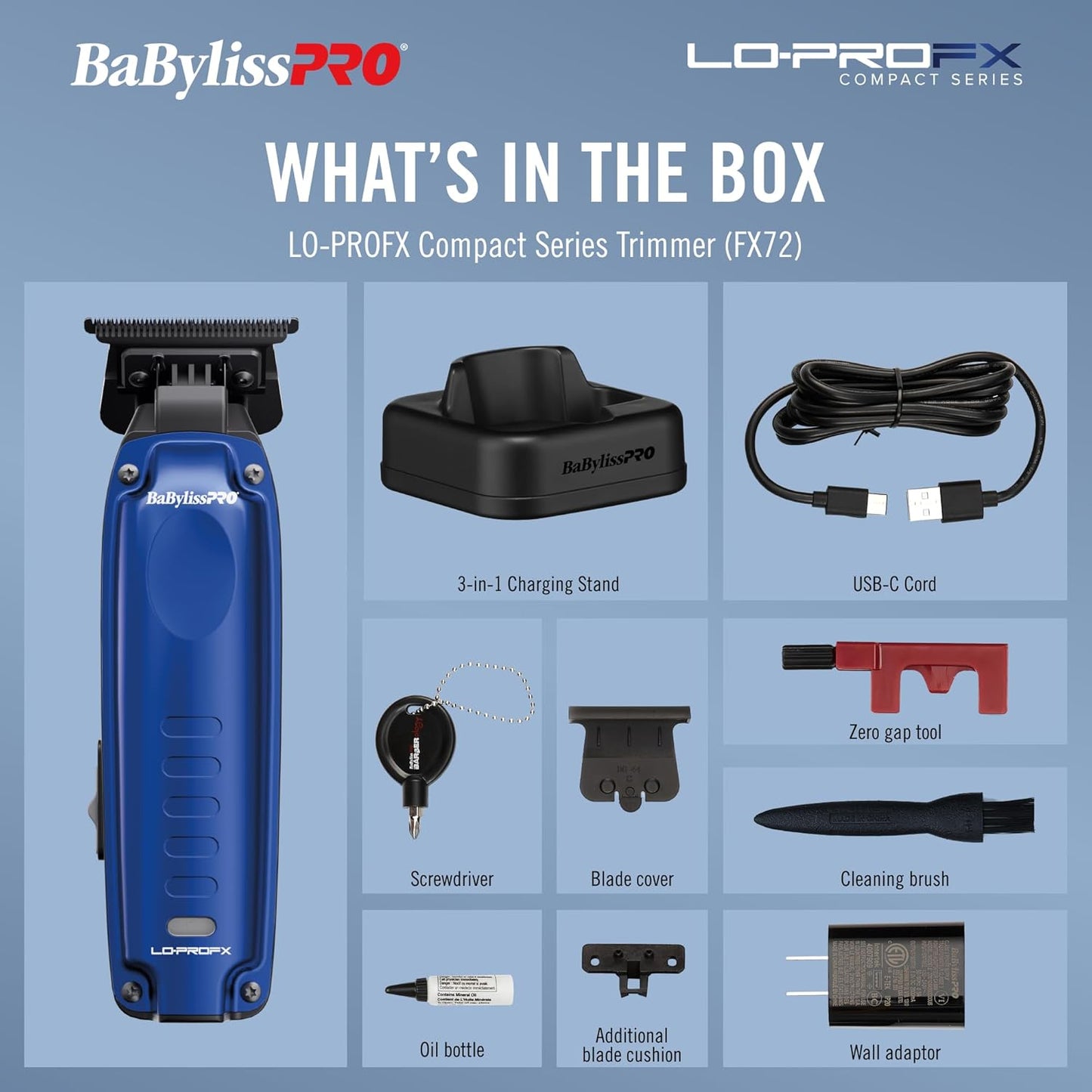 BaBylissPRO Hair Trimmer - High-Performance Compact LO-PROFX for Precision Grooming