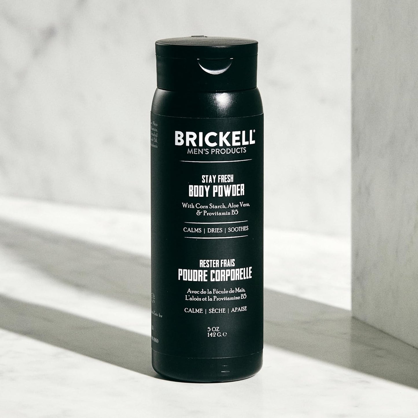 Brickell Men's Products Stay Fresh Body Powder - Natural Talc-Free Formula, Absorbs Sweat, 5 oz