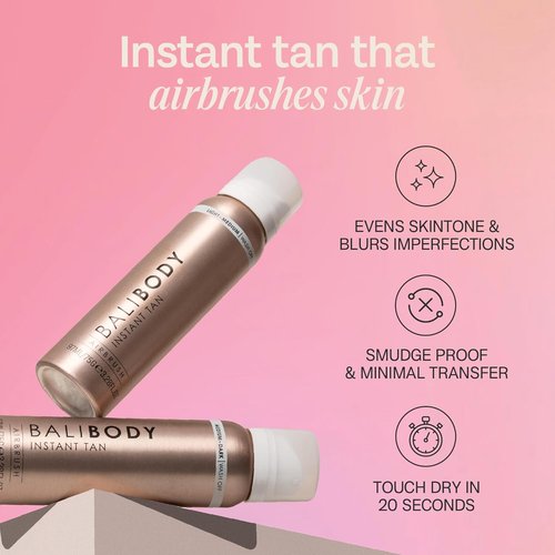 Bali Body Instant Tan Spray Bundle - Light to Medium Flawless Bronzed Finish + Reusable Brush | Vegan & Cruelty-Free
