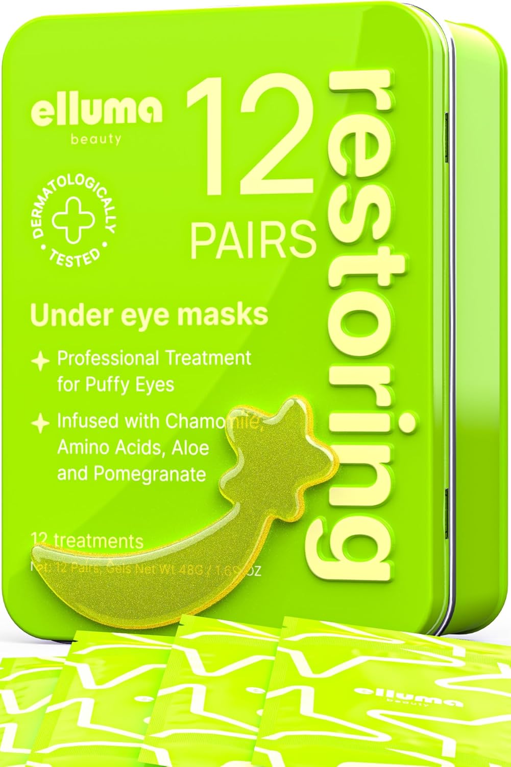 Skiennix Under Eye Patches - 12 Pairs Hydrogel Gel Pads for Puffy Eyes & Dark Circles | Chamomile Infused