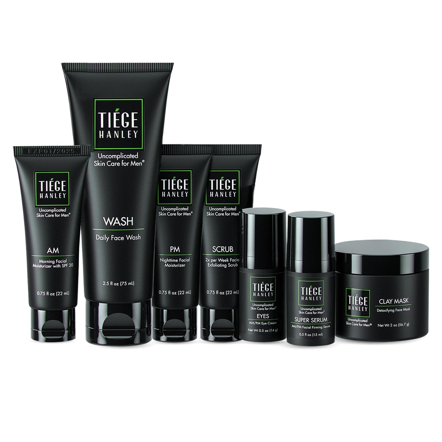 Tiege Hanley Men’s Skin Care Set, Revitalization Routine (System Level 4) – Face Wash, Scrub, Moisturizer, Eye Cream, Serum & Clay Mask for Tired, Dull Skin & Rejuvenation