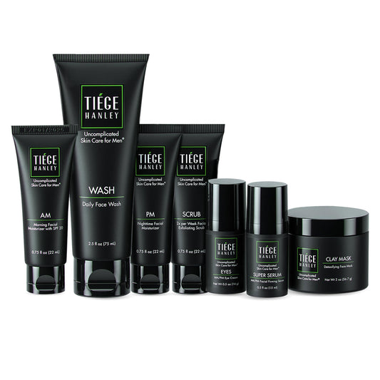 Tiege Hanley Men’s Skin Care Set, Revitalization Routine (System Level 4) – Face Wash, Scrub, Moisturizer, Eye Cream, Serum & Clay Mask for Tired, Dull Skin & Rejuvenation