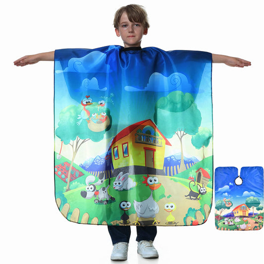 TILYIALA Kids Hair Cutting Cape,Kids Barber Cape Salon Capes for Hair Stylist Haircut Hairdresser Cape Barber Supplies (Cartoon Animals)