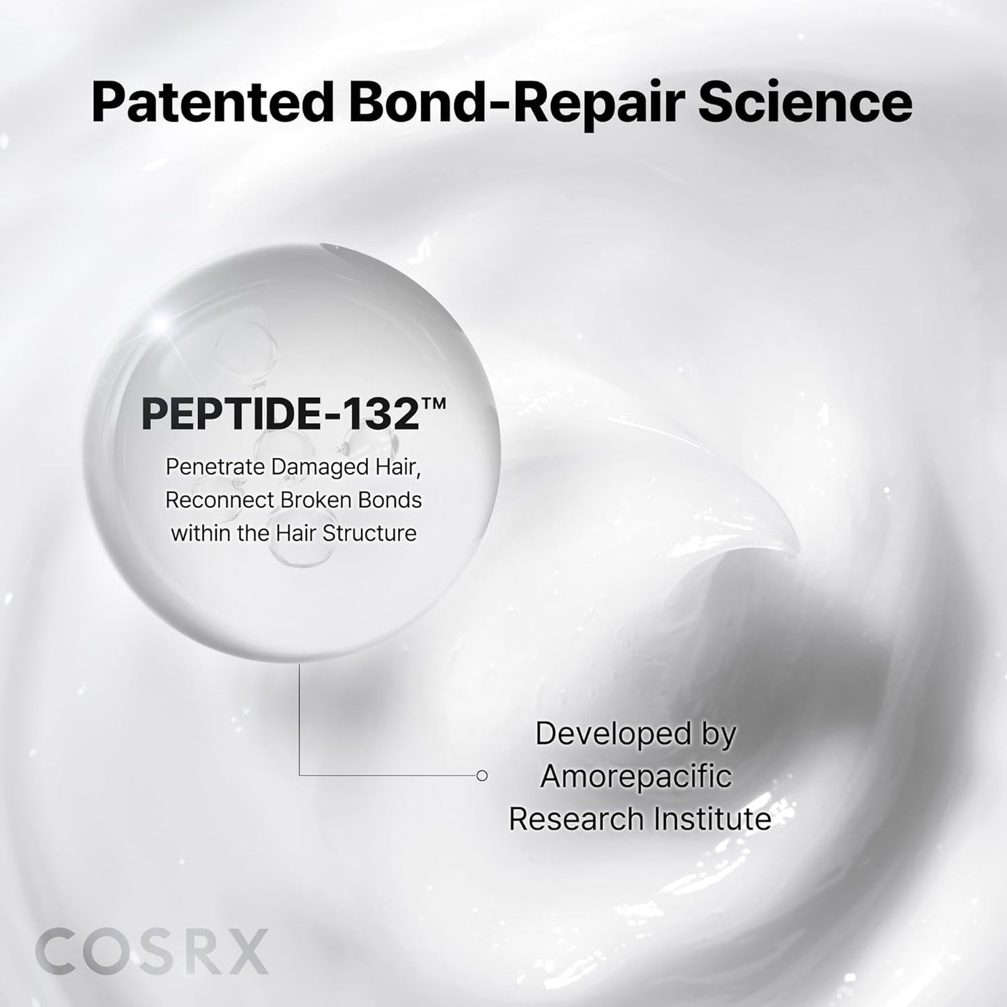 COSRX PEPTIDE 132 Hair Bonding Repair Treatment - Deep Conditioner for Damaged Hair, Repairs Breakage & Split Ends - 8.11 fl oz
