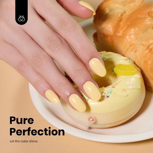 Beetles Pastel Yellow Gel Polish, 15ML Hema Free Light Yellow Gel Nail Polish Butter Time All Season Nails Soak Off UV Colorful Bottle Nail Art Manicure Gift for Women