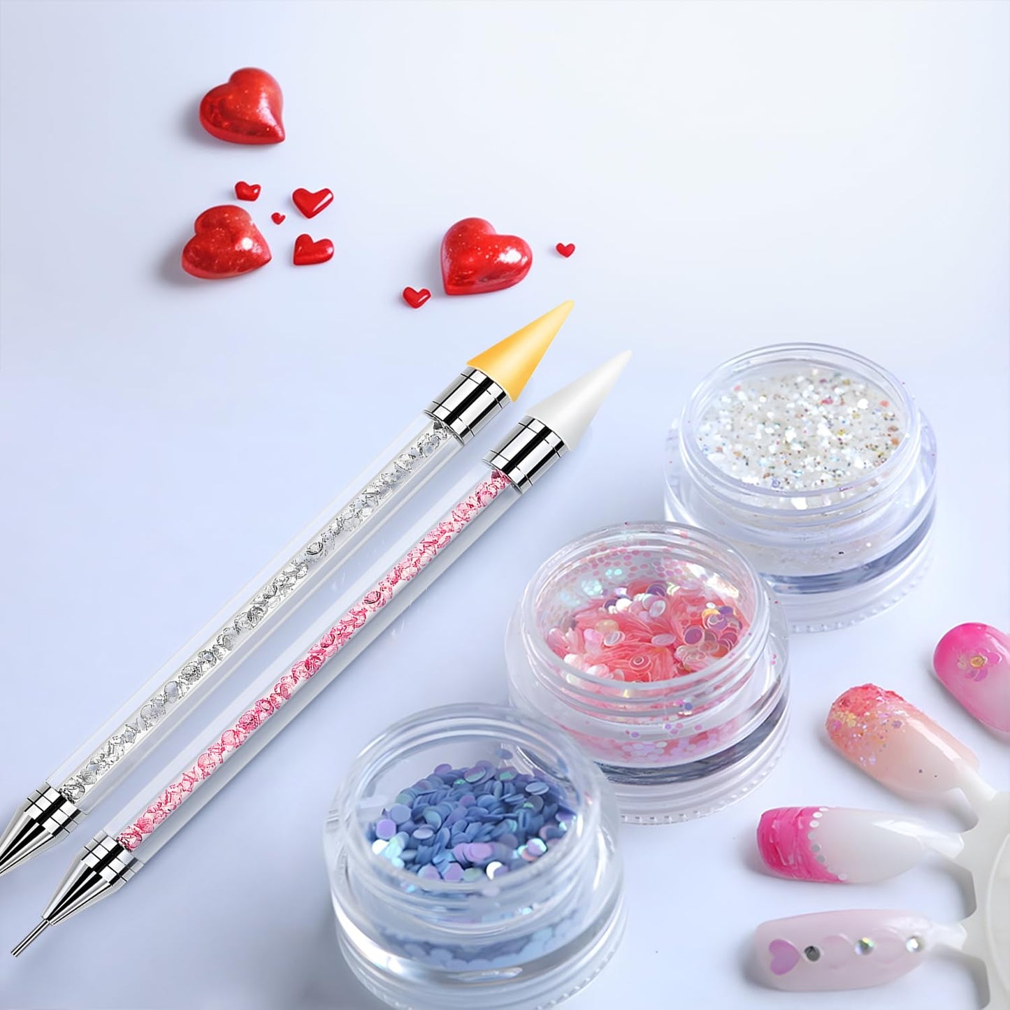 Vikerer Rhinestone Picker, 2 Pack Diamond Art Painting Dotting Pen, Dual-end Rhinestones Applicator Pickup Tool for Nail Gems Flatback Swarovski Crystal DIY with 4 Extra Tips