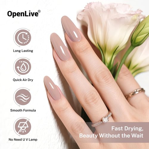 OpenLive 16.5ml Light Brown Nail Polish Large Volume Quick Dry Nail Polish, Long Lasting Shine, Fingernail Toenail Nail Art DIY Home Travel Nail Art Gift