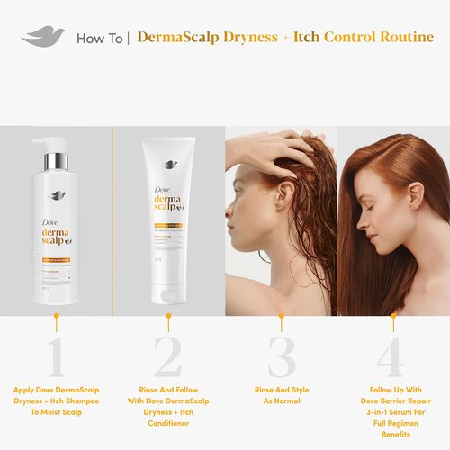 Dove Derma Scalp Anti-Dandruff Shampoo & Conditioner - Itch Relief Treatment with 1% Pyrithione Zinc & Niacinamide