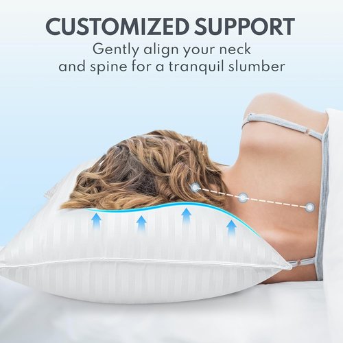 Regine Switzerland King Size Bed Pillows - Breathable Down Alternative Set of 2 for All Sleep Positions